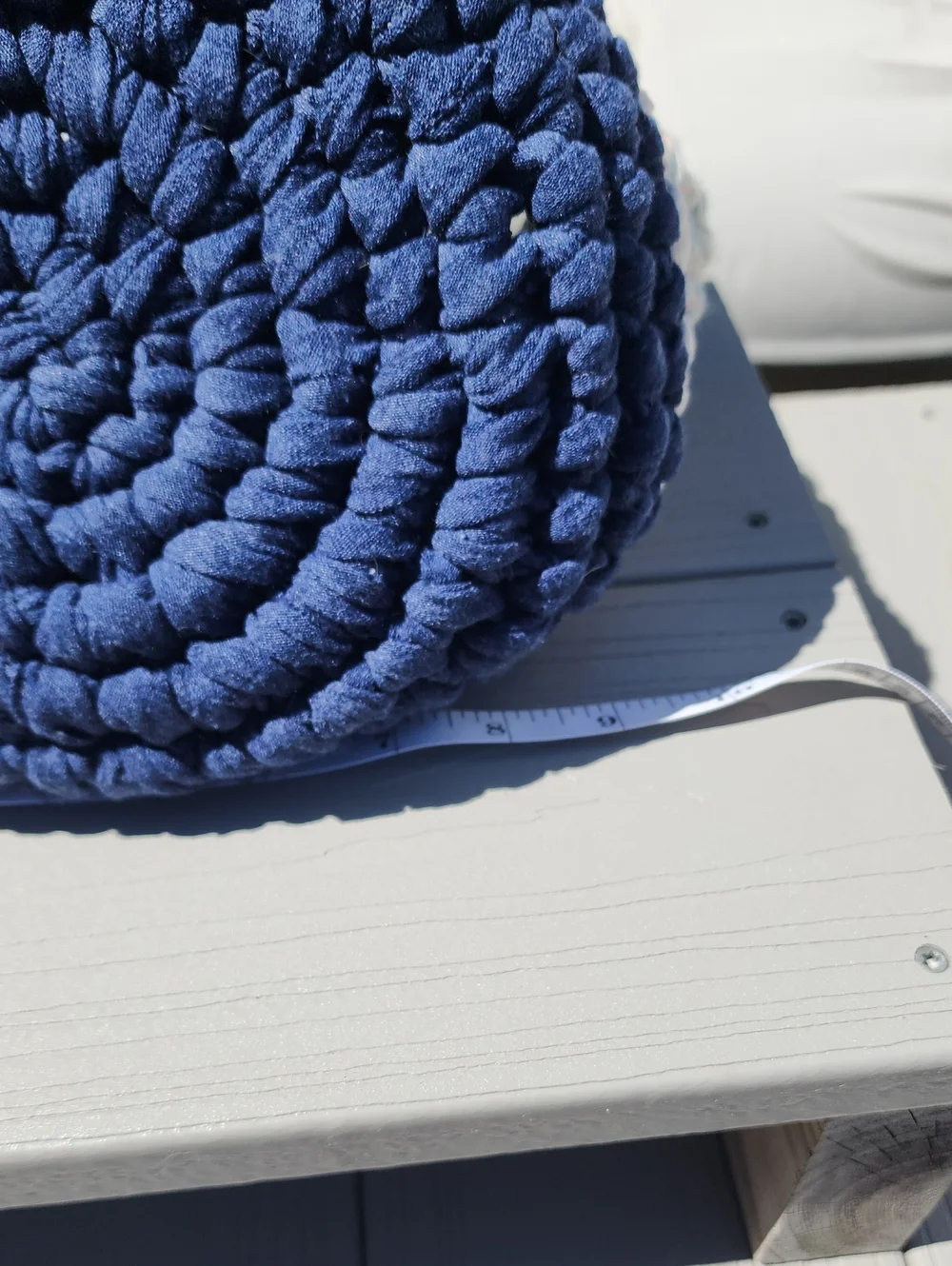 Handmade Nautical Blue & Cream Crochet Storage Basket - Or Tote